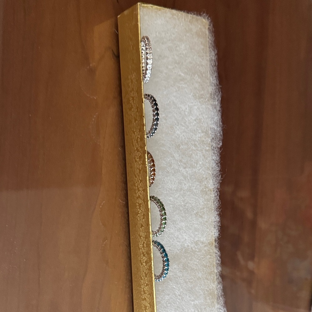 Set of Five Multicolor Rhinestone Ear Cuffs